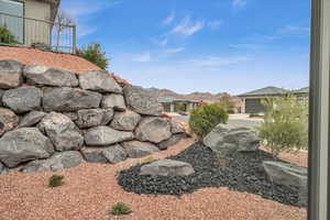 View of yard with a mountain view