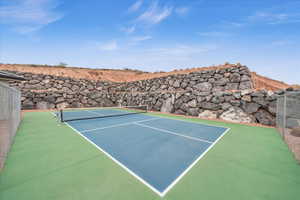 View of tennis court