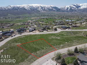 Aerial view featuring a mountain view