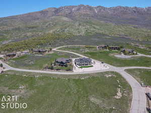 Bird's eye view with a mountain view