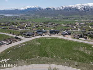 Drone / aerial view with a mountain view