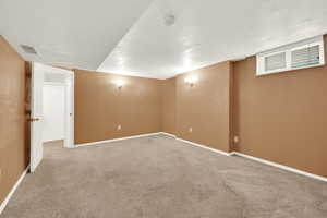 Basement with carpet floors