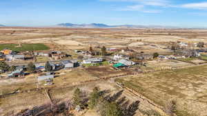 Birds eye view of property with a mountain view