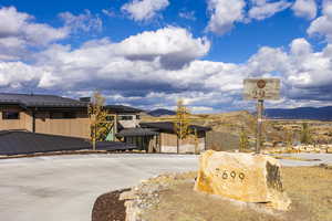 Exterior space featuring a mountain view