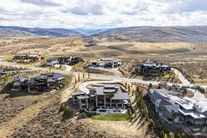 Aerial view featuring a mountain view