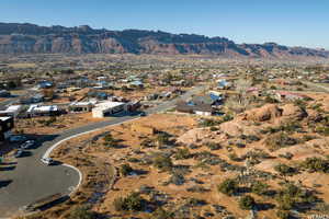 Aerial view featuring a mountain view