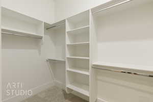 Spacious closet featuring carpet floors