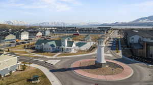 Birds eye view of property with a mountain view