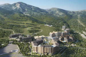 Aerial view with a mountain view