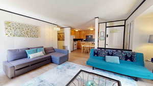 Living room featuring light hardwood / wood-style flooring