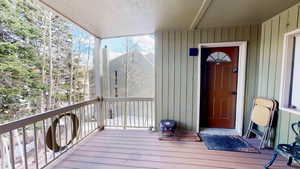 View of wooden deck