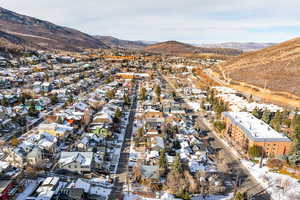 Aerial view featuring a mountain view