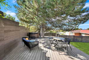 Wooden terrace with a hot tub