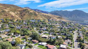 Drone / aerial view with a mountain view