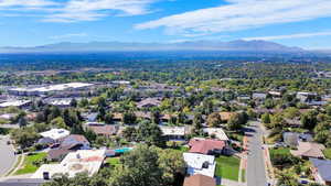 Aerial view featuring valley views