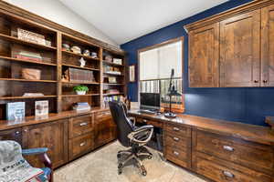 Office w/ All Alder Wood Built In.'s  Desk & 2 Credenzas!  Book Case & Upper Cabinets! Printer Cabinet!