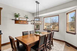 Large Dining Area with View of Mountain!  Pendant Lighting!