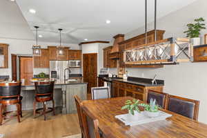 Huge Kitchen Island for Works Space with Lots of Storage!  Pendant Task Lighting!