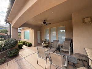 View of patio / terrace with ceiling fan