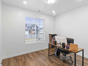 Office featuring wood-type flooring