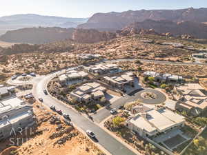 Drone / aerial view with a mountain view