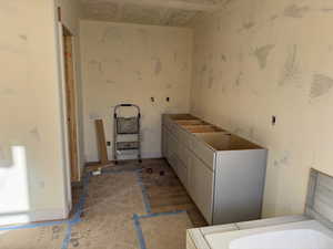 Bathroom with hardwood / wood-style floors