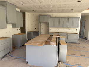 Kitchen with gray cabinetry