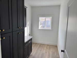 Bathroom featuring vanity and hardwood / wood-style flooring