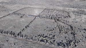 Birds eye view of property with a rural view