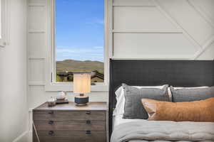 Bedroom featuring a mountain view