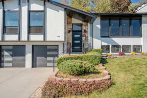 View of front of home with a garage