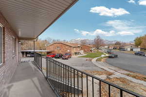 Balcony with a mountain view