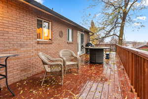 Wooden deck with central AC unit