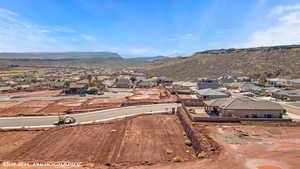 Aerial view featuring a mountain view