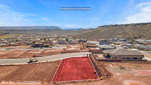 Aerial view featuring a mountain view