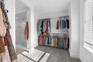 Spacious closet featuring carpet