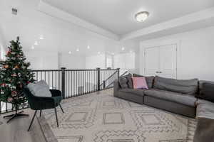 Living room featuring light wood-type flooring