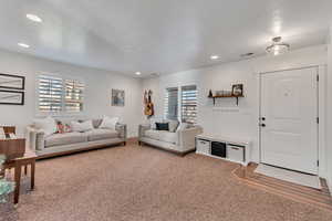 View of carpeted living room