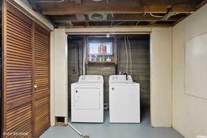 Laundry room with washing machine and dryer