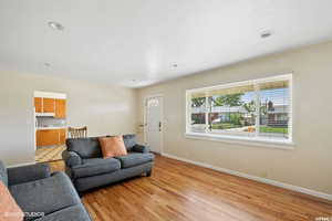 Living room featuring light wood-type flooring