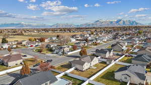 Drone / aerial view with a mountain view