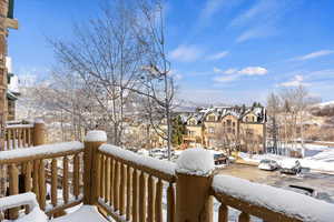 View of snow covered deck