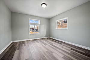 Empty room with light wood-type flooring