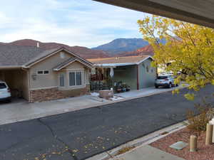 View of front of house featuring a mountain view