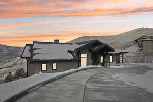 View of front of home with a mountain view