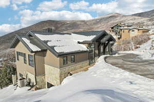 Exterior space featuring a mountain view