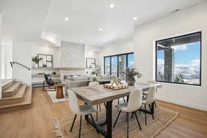 Dining area featuring light hardwood / wood-style floors