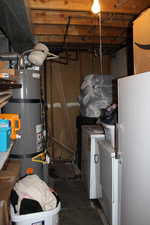 Utilities with secured water heater and independent washer and dryer