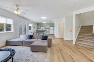 Spacious family room that opens to kitchen a walkout entrance.