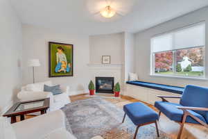 Front room with large windows looking on mountain views.